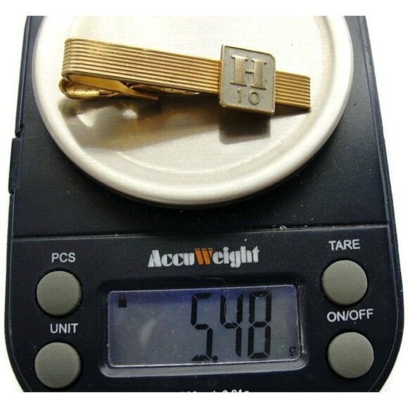 1 5/8" 10 Year "H" Service Award 10K Emblem 1/20 12Kt Gold Filled Tie Clip Vtg - Picture 11 of 13